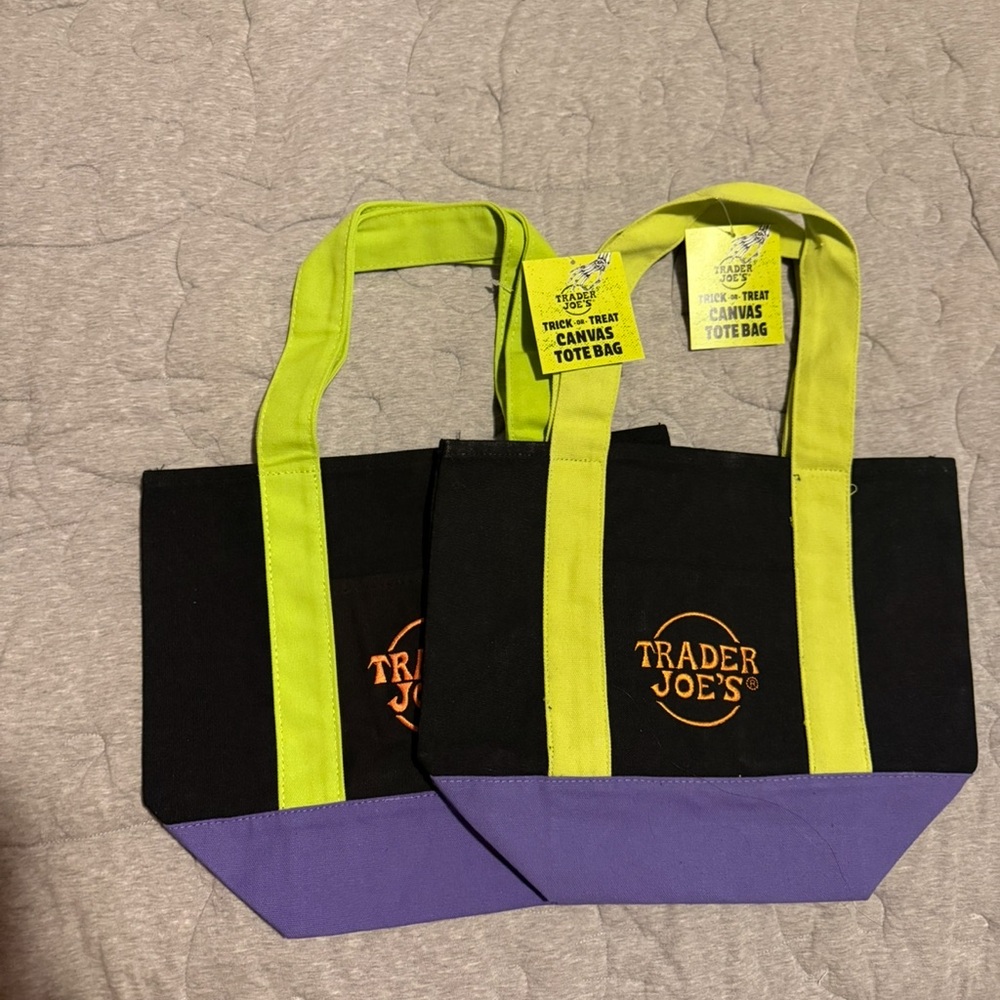 Trader Joe’s Black and Purple small Canvas Tote Bag (2)
